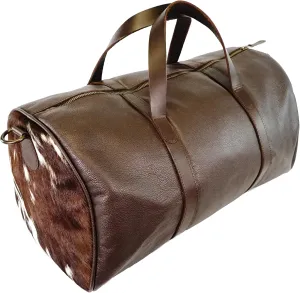 Bonanza leathers cowhide leather travel Duffle Bag weekender bag casual daily use Gym Sports Bag Airplane Luggage Carry On Bag for men and women 512 (Chocolate)