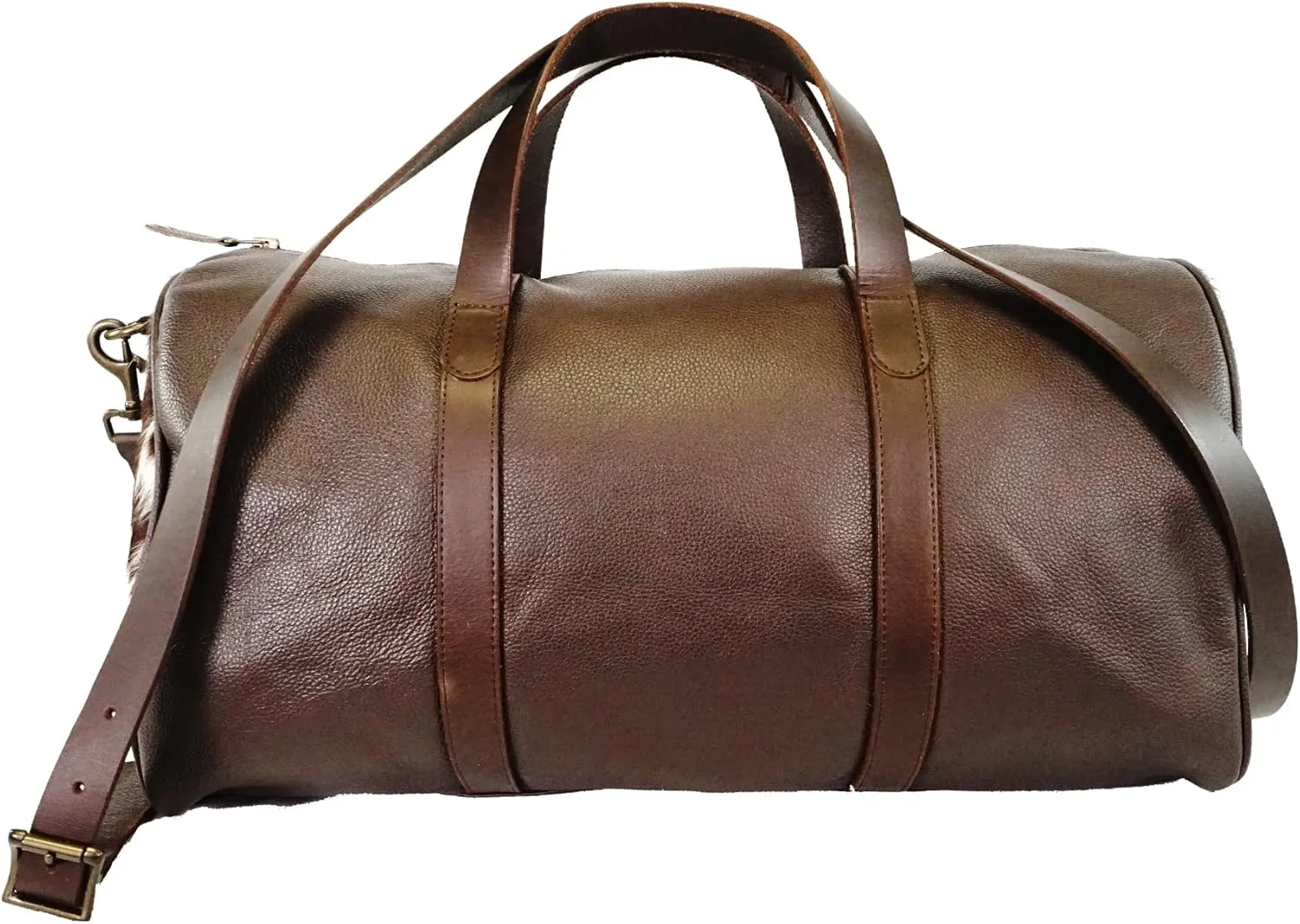 Bonanza leathers cowhide leather travel Duffle Bag weekender bag casual daily use Gym Sports Bag Airplane Luggage Carry On Bag for men and women 512 (Chocolate)