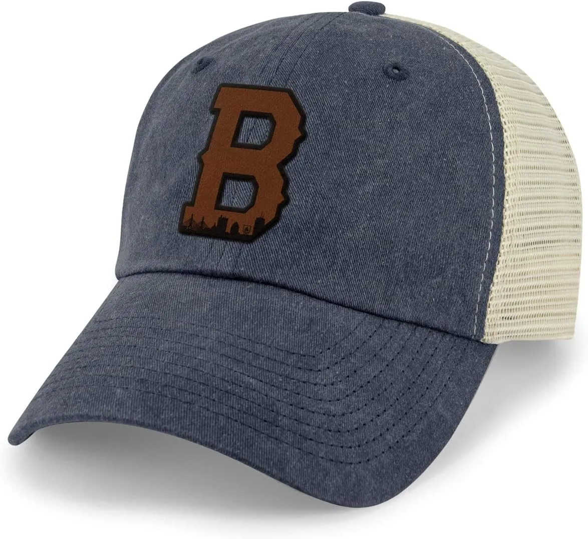 Boston B Skyline Leather Patch Relaxed Trucker Hat