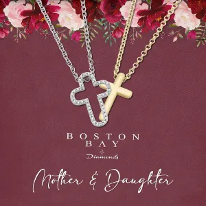Boston Bay Diamonds 14K Gold Plated & .925 Sterling Silver Diamond Accent Mother & Daughter, Best Friends, Couples or Sisters Interlocking Necklaces (G-H Color, I2-I3 Clarity) - Choice of Style Set
