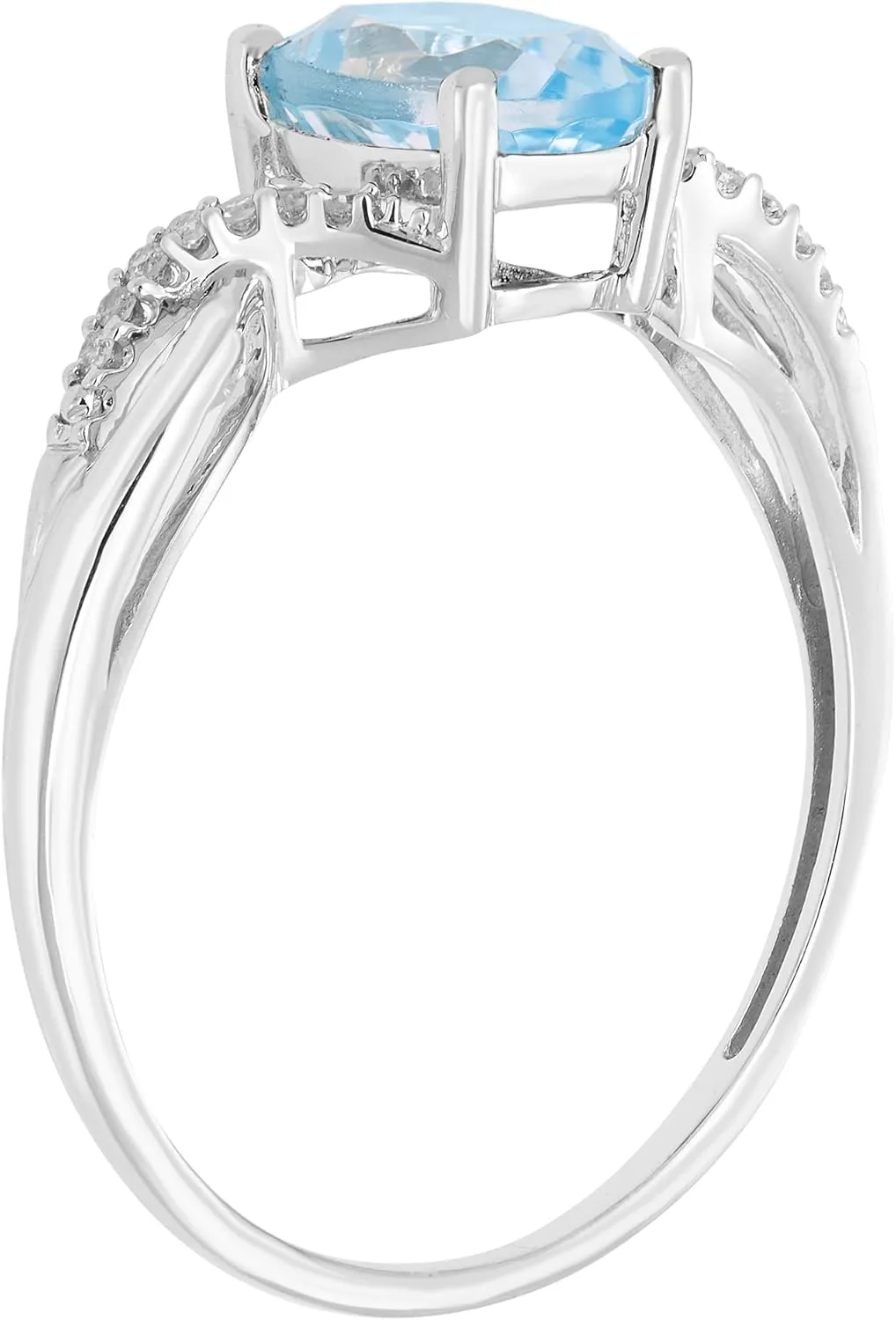 Boston Bay Diamonds Rhodium Plated 925 Sterling Silver Diamond and 8x6mm Oval Gemstone Statement Solitaire Ring