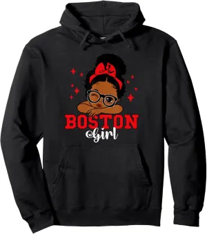 Boston Black Girl Afro for Boston Women Moms Sisters Girls Pullover Hoodie