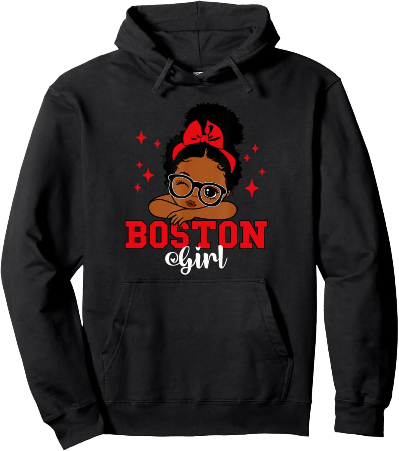 Boston Black Girl Afro for Boston Women Moms Sisters Girls Pullover Hoodie