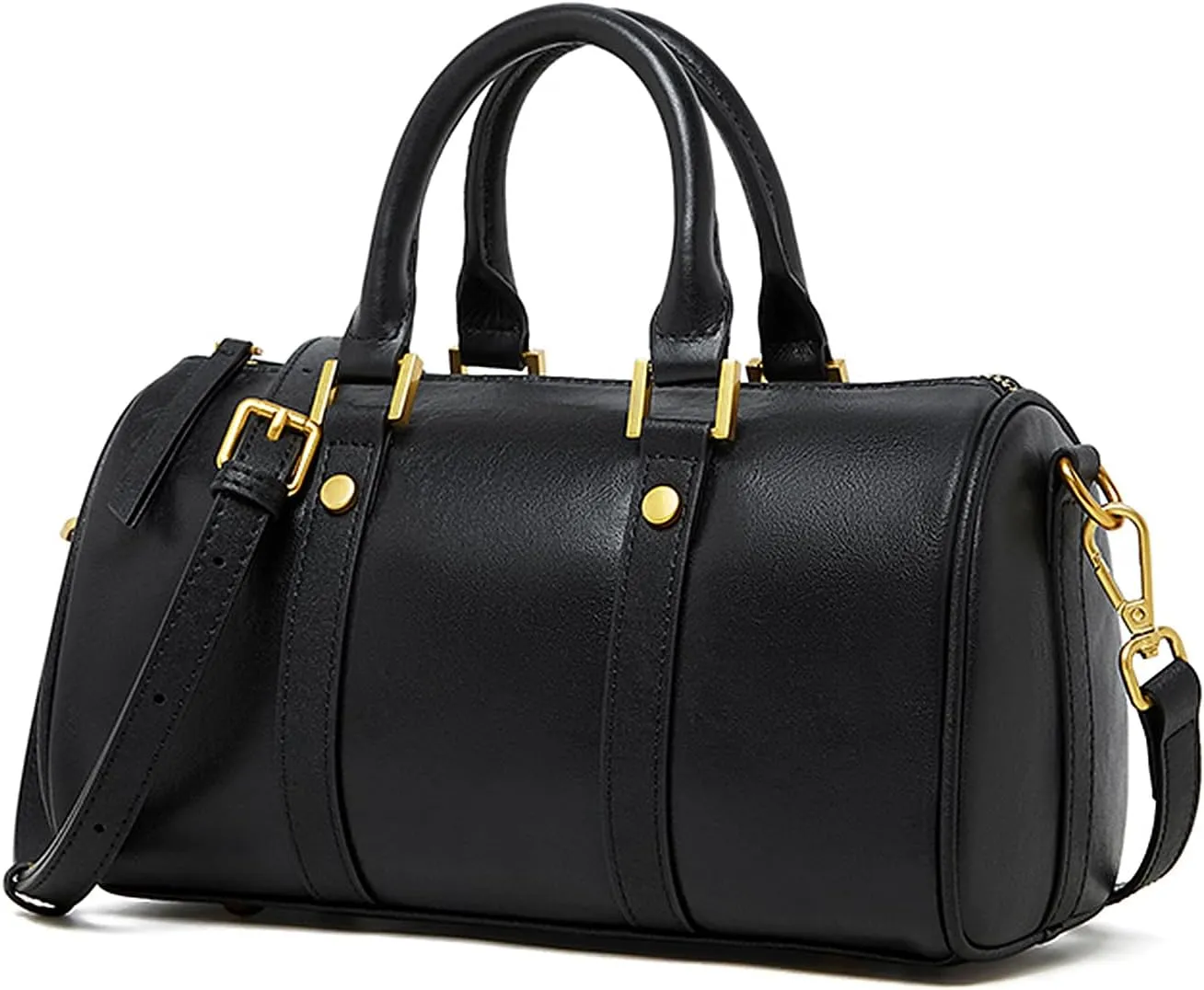 Boston Crossbody Bags for Women, Top Handle Stachel Tote Purses, Genuine Leather Handbags with Removable Strap