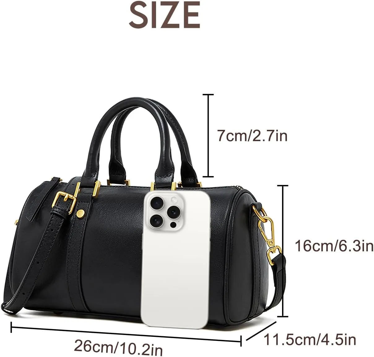 Boston Crossbody Bags for Women, Top Handle Stachel Tote Purses, Genuine Leather Handbags with Removable Strap