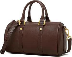 Boston Crossbody Bags for Women, Top Handle Stachel Tote Purses, Genuine Leather Handbags with Removable Strap