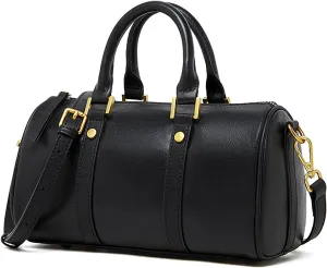 Boston Crossbody Bags for Women, Top Handle Stachel Tote Purses, Genuine Leather Handbags with Removable Strap