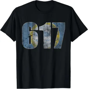 Boston Flag 617 Massachusetts Retro Fade T-Shirt