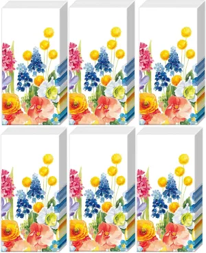 Boston International Bulk 4-Ply Floral Pocket Tissues, Bundle of 6 Packs of 10 Tissues (Early Magic)