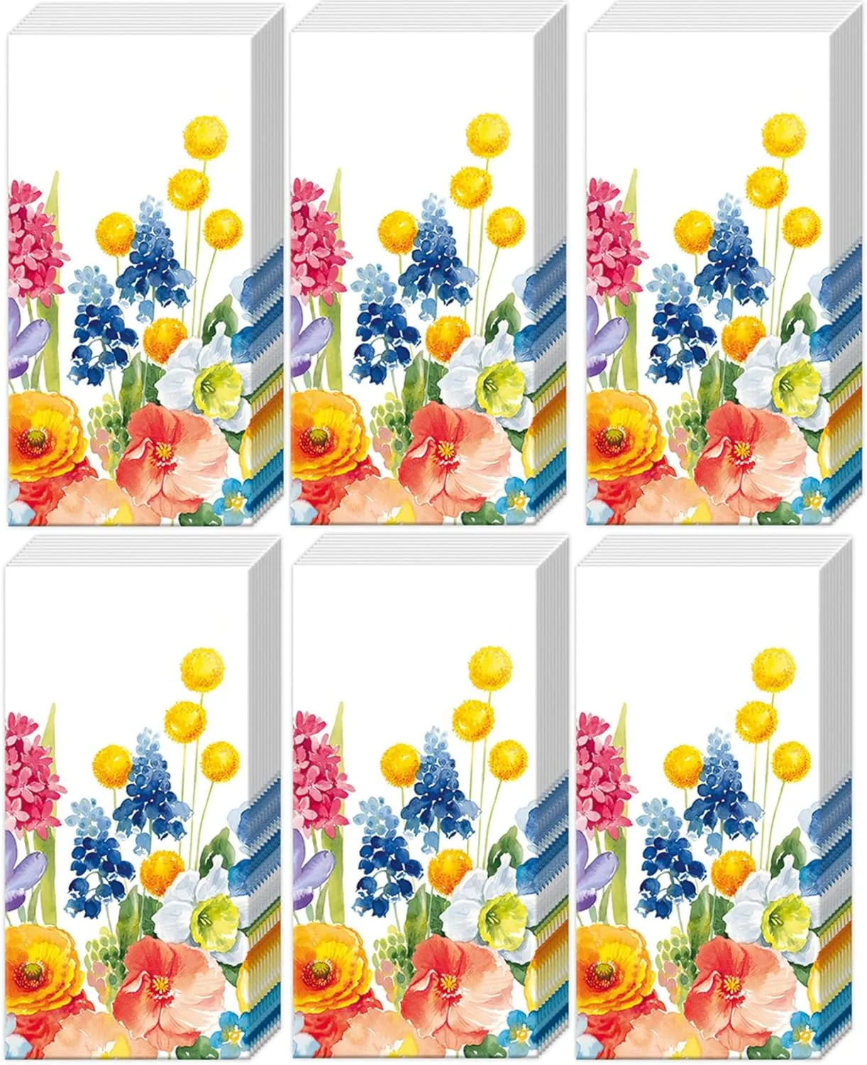 Boston International Bulk 4-Ply Floral Pocket Tissues, Bundle of 6 Packs of 10 Tissues (Early Magic)