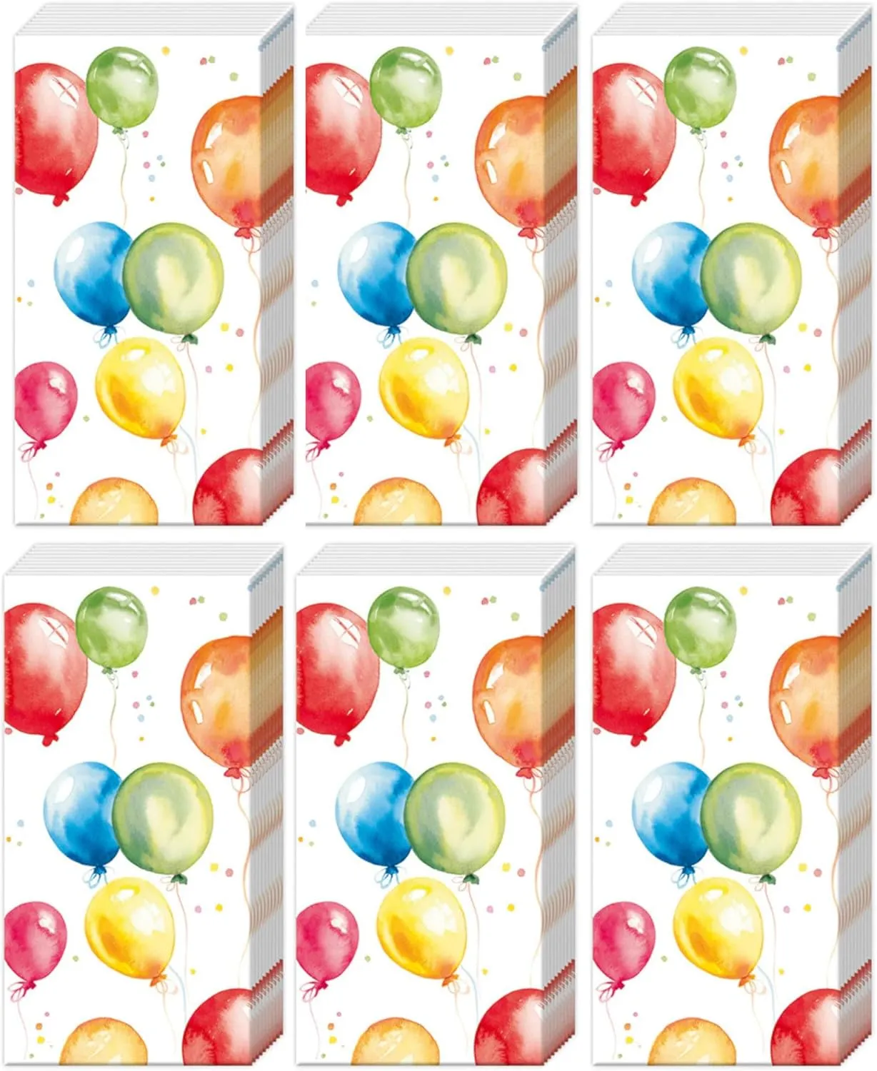 Boston International Bulk 4-Ply Pocket Tissues, Bundle of 6 Packs of 10 Tissues (Birthday Balloons)