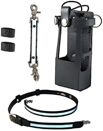 Boston Leather Firefighter's Radio Bundle - Anti-Sway Strap, Holder for Motorola APX 6000XE/8000 (Reflective)