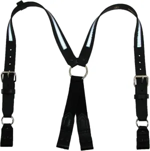 Boston Leather Leather Reflective Loop End Fireman Work Suspenders, Black
