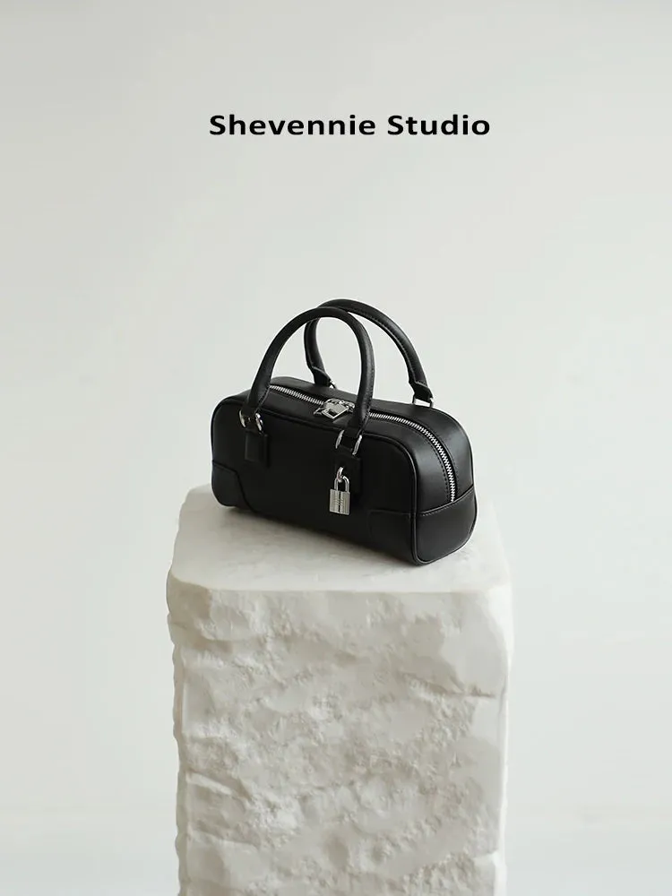 Boston Leather Lock Bag