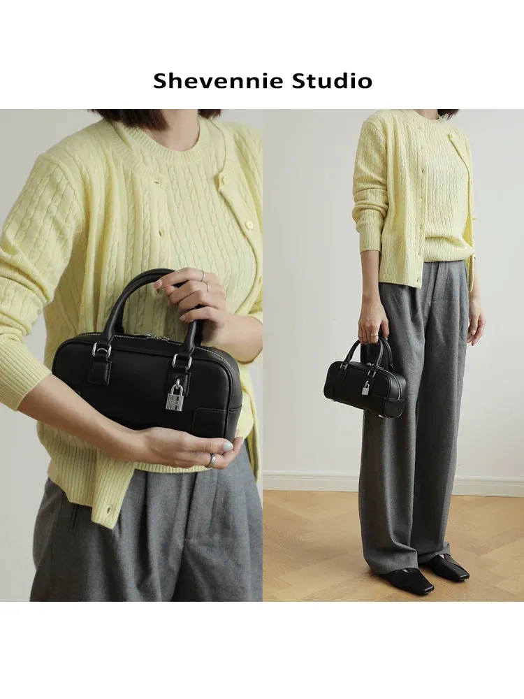 Boston Leather Lock Bag