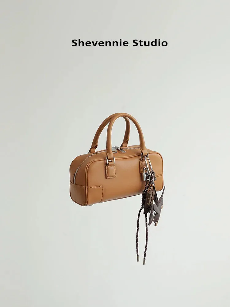 Boston Leather Lock Bag