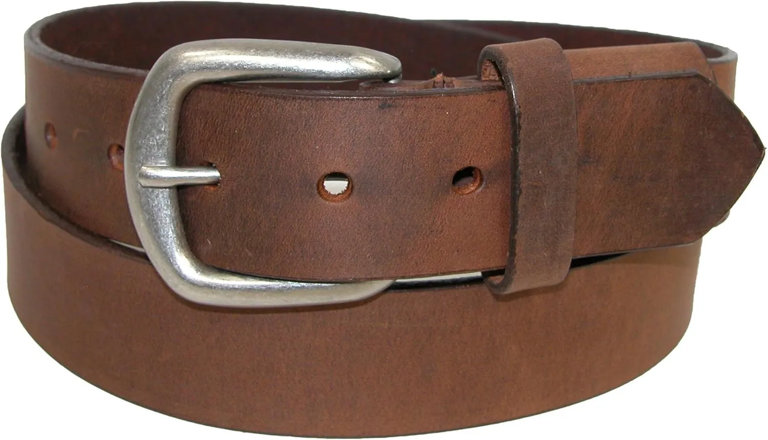 Boston Leather Men's Big & Tall Aged Bark Leather Hidden Stretch Belt, 50, Brown