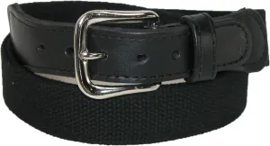 Boston Leather Men's Cotton Web Belt with Leather Tabs, 32, Black