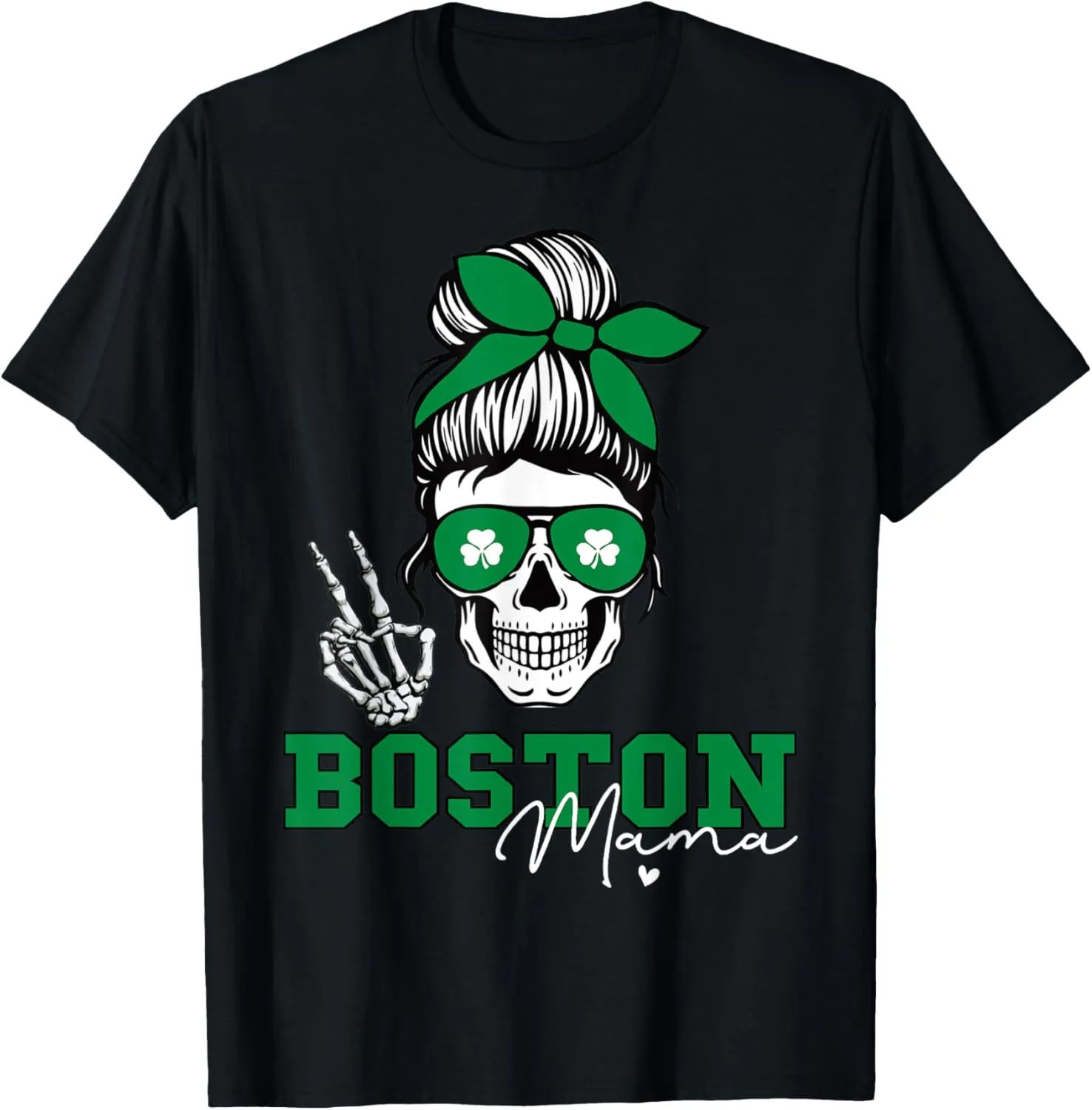 Boston Mama Skull Funny for Boston Women Mothers Grandma T-Shirt
