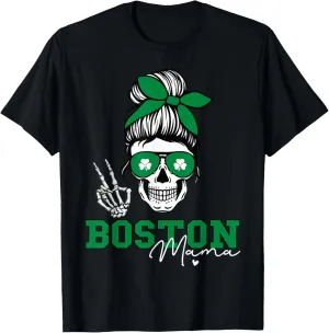 Boston Mama Skull Funny for Boston Women Mothers Grandma T-Shirt