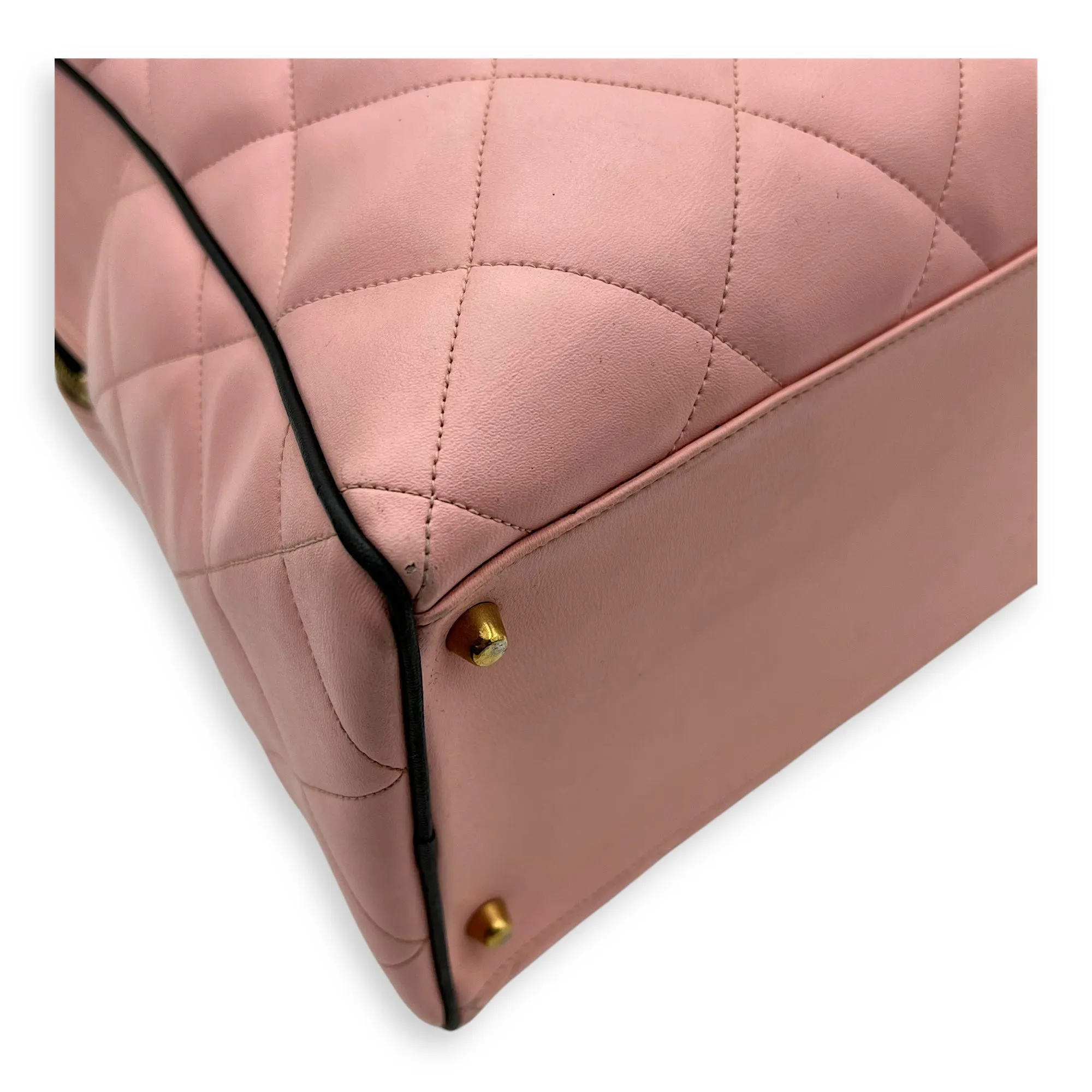 Boston Pink Top Handle Bag in Calfskin, Gold hardware