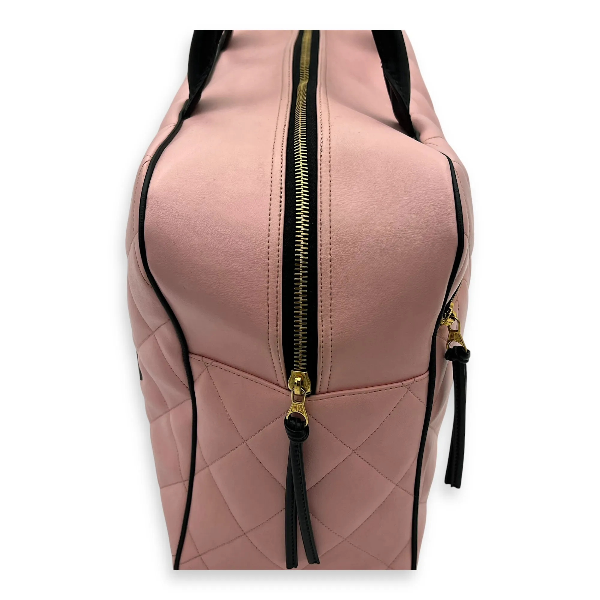 Boston Pink Top Handle Bag in Calfskin, Gold hardware