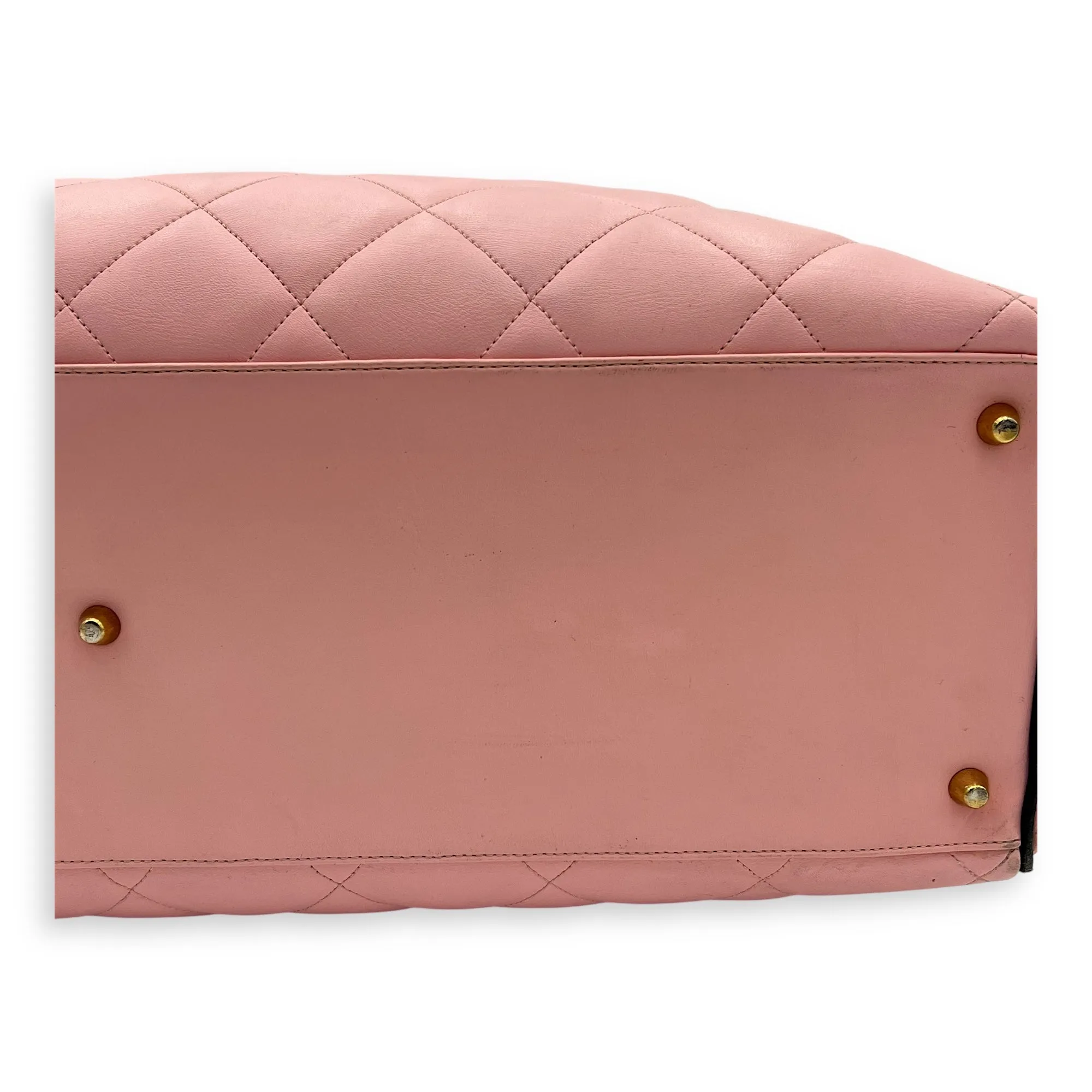 Boston Pink Top Handle Bag in Calfskin, Gold hardware