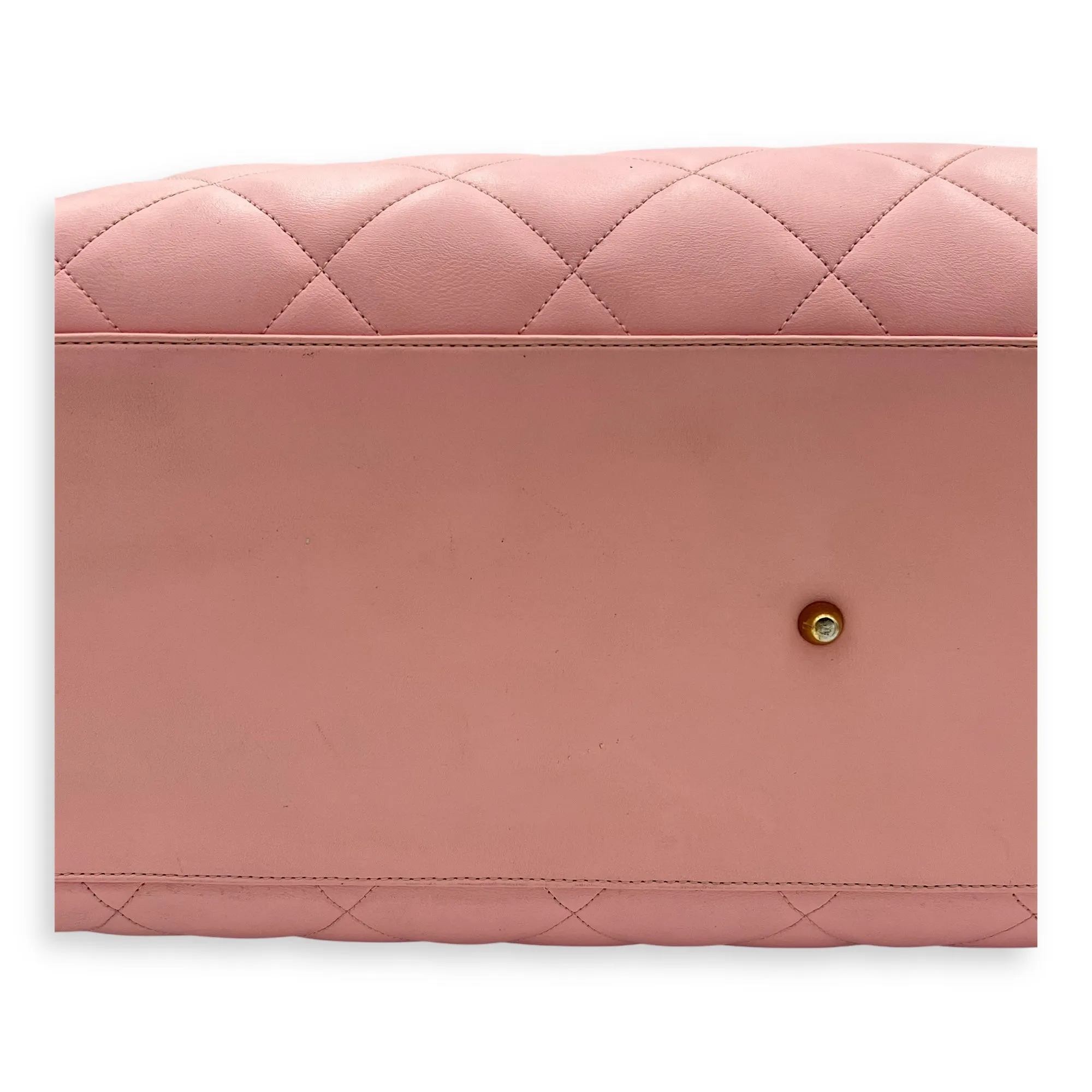 Boston Pink Top Handle Bag in Calfskin, Gold hardware