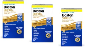 Boston SIMPLUS Multi-Action Solution Travel Kit and Lens Case - from Bausch   Lomb, 1 fl oz (30 mL), Contact Lens Case Included (Pack of 3)