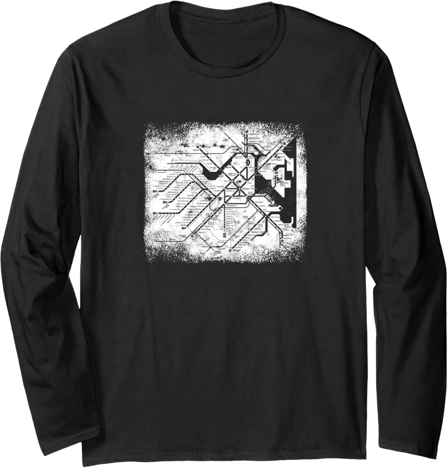 Boston Subway Map United States - Subway Passenger Travel Long Sleeve T-Shirt