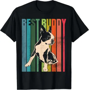 Boston Terrier Dog T-Shirt, Unisex-Adults & Kids, Black, Short Sleeve, Small