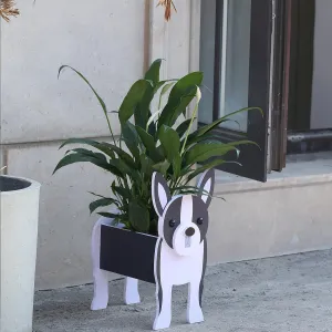 Boston Terrier Gifts for Women, Boston Terrier Dog Planter Plant Pot, Dog Flower Pots for Outdoor Garden Decoration, Boston Terrier Plant Container Holder Office Home Decor Small Boston Terrier
