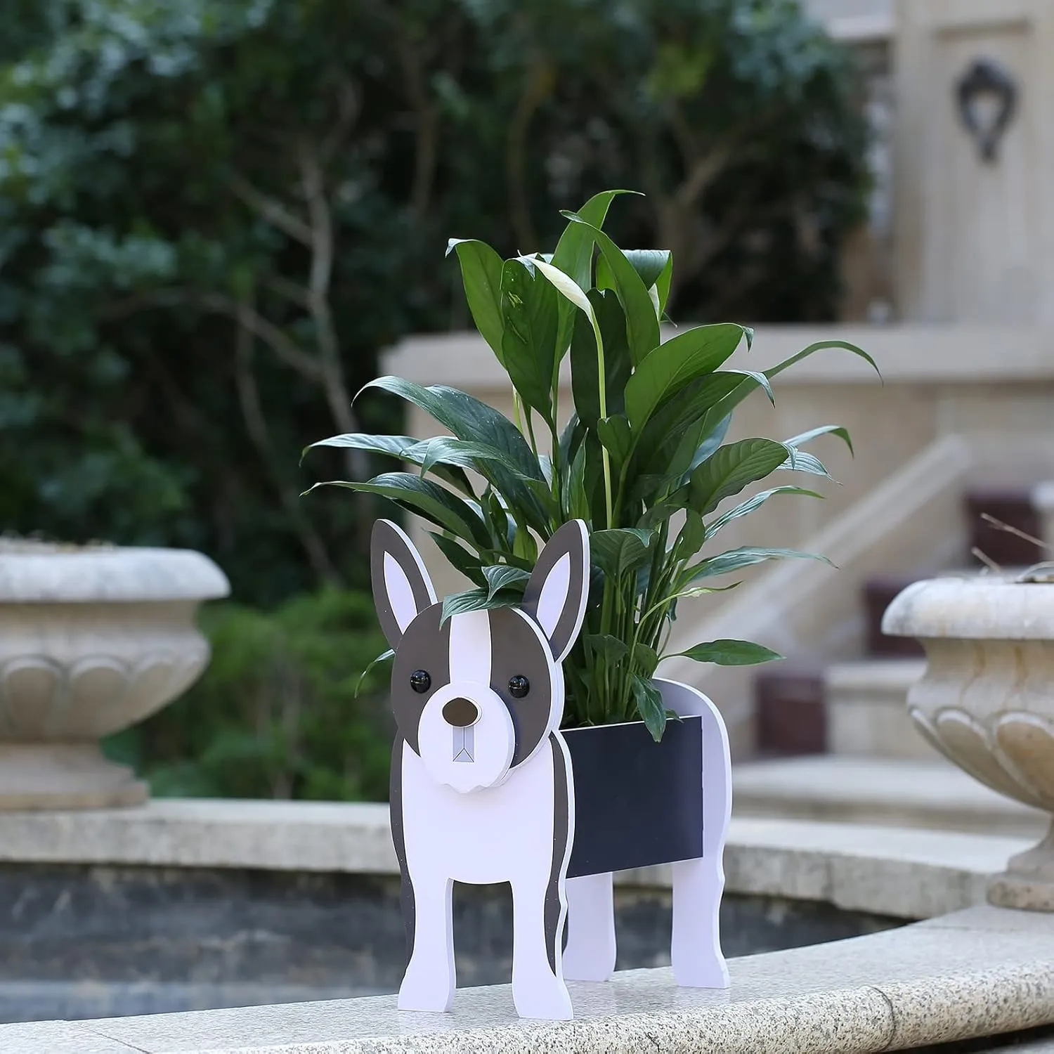 Boston Terrier Gifts for Women, Boston Terrier Dog Planter Plant Pot, Dog Flower Pots for Outdoor Garden Decoration, Boston Terrier Plant Container Holder Office Home Decor Small Boston Terrier