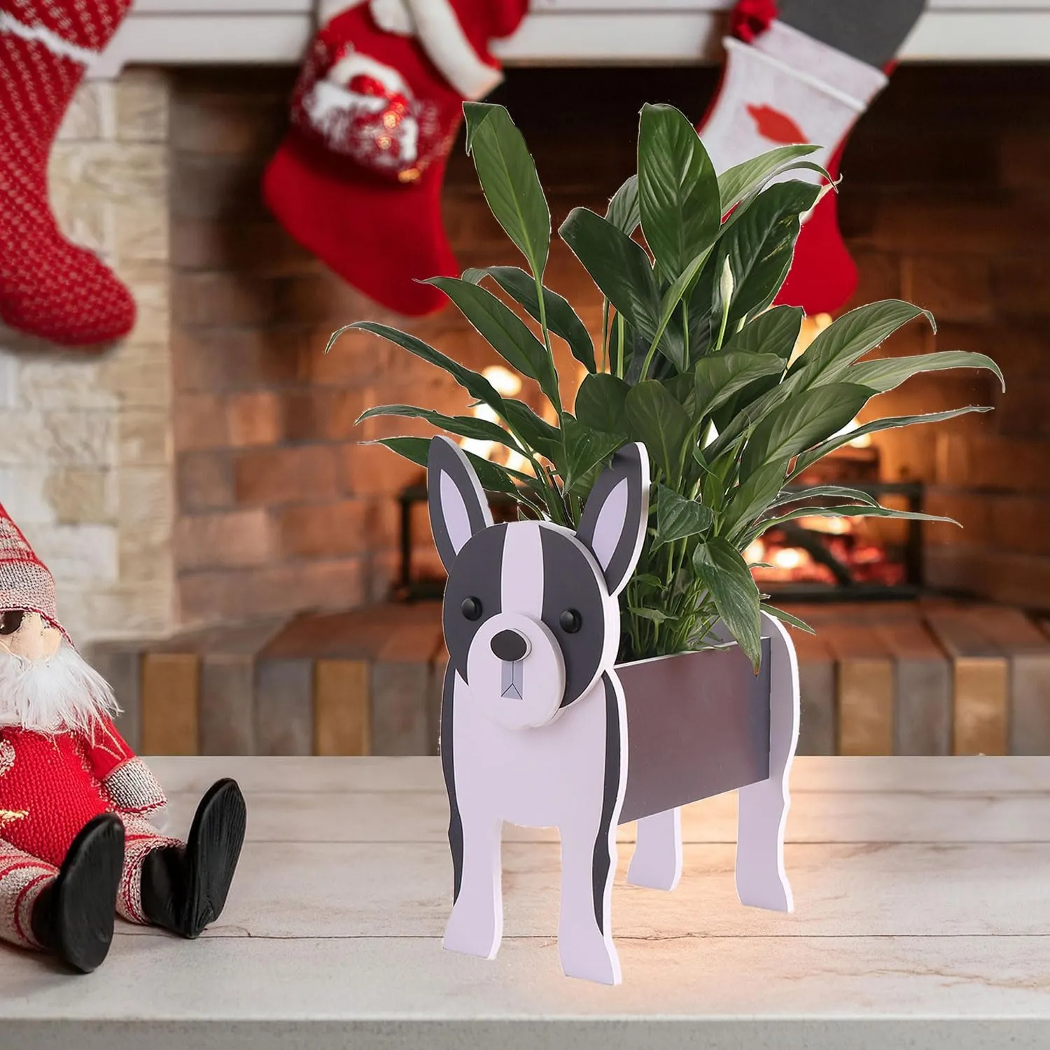Boston Terrier Gifts for Women, Boston Terrier Dog Planter Plant Pot, Dog Flower Pots for Outdoor Garden Decoration, Boston Terrier Plant Container Holder Office Home Decor Small Boston Terrier