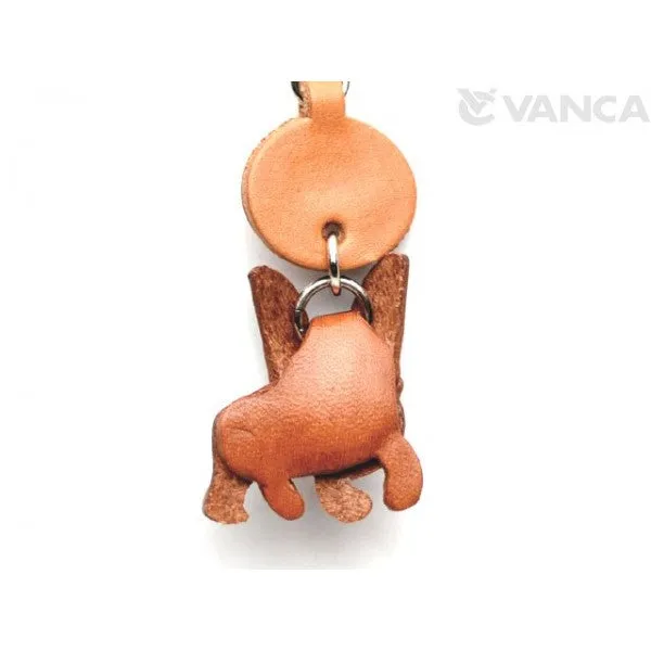 Boston Terrier Leather Dog Keychain