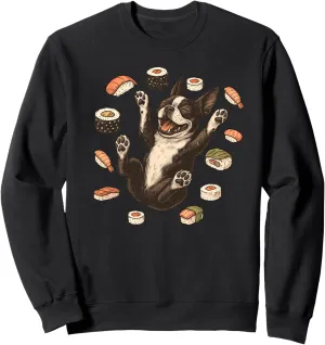 Boston Terrier Sushi Retro Vintage Dog Lover Sweatshirt