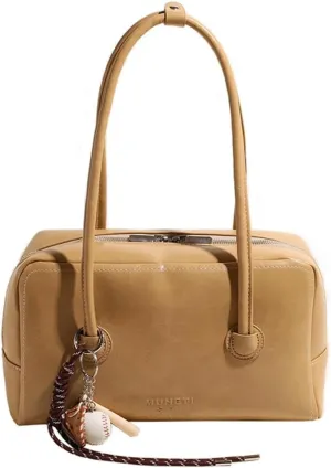Boston Tote Bag for Women Underarm Bag PU Leather Vintage Shoulder Bag Clutch Purse for Travel Work