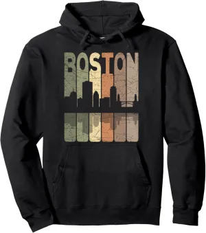 Boston Vintage Boston Massachusetts Retro Boston Skyline Pullover Hoodie