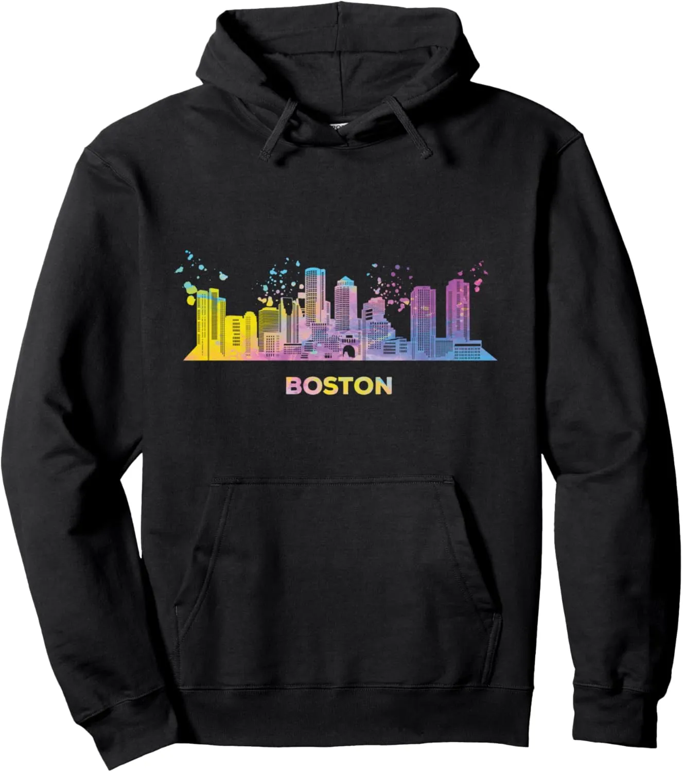 Bostonian Skyline Colorful Cityscape Boston Pullover Hoodie