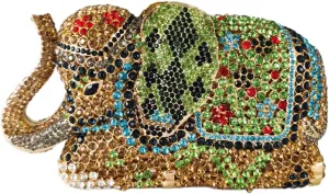 Boutique De FGG Elephant Crystal Clutch Bags Women Animal Rhinestone Evening Handbags Bridal Party Crystal Clutch Purse,Mini