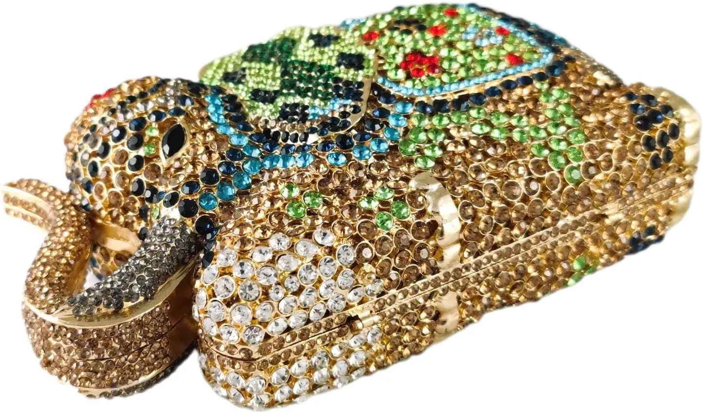 Boutique De FGG Elephant Crystal Clutch Bags Women Animal Rhinestone Evening Handbags Bridal Party Crystal Clutch Purse,Mini