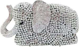 Boutique De FGG Elephant Crystal Clutch Bags Women Animal Rhinestone Evening Handbags Bridal Party Crystal Clutch Purse,Mini