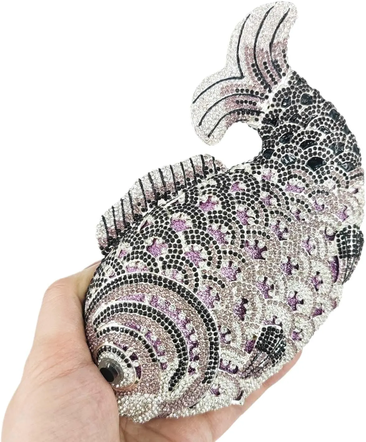 Boutique De FGG Fish Rhinestone Clutch Purses for Women Formal Evening Bags Prom Purse Wedding Party Crystal Clutch Bag,Mini