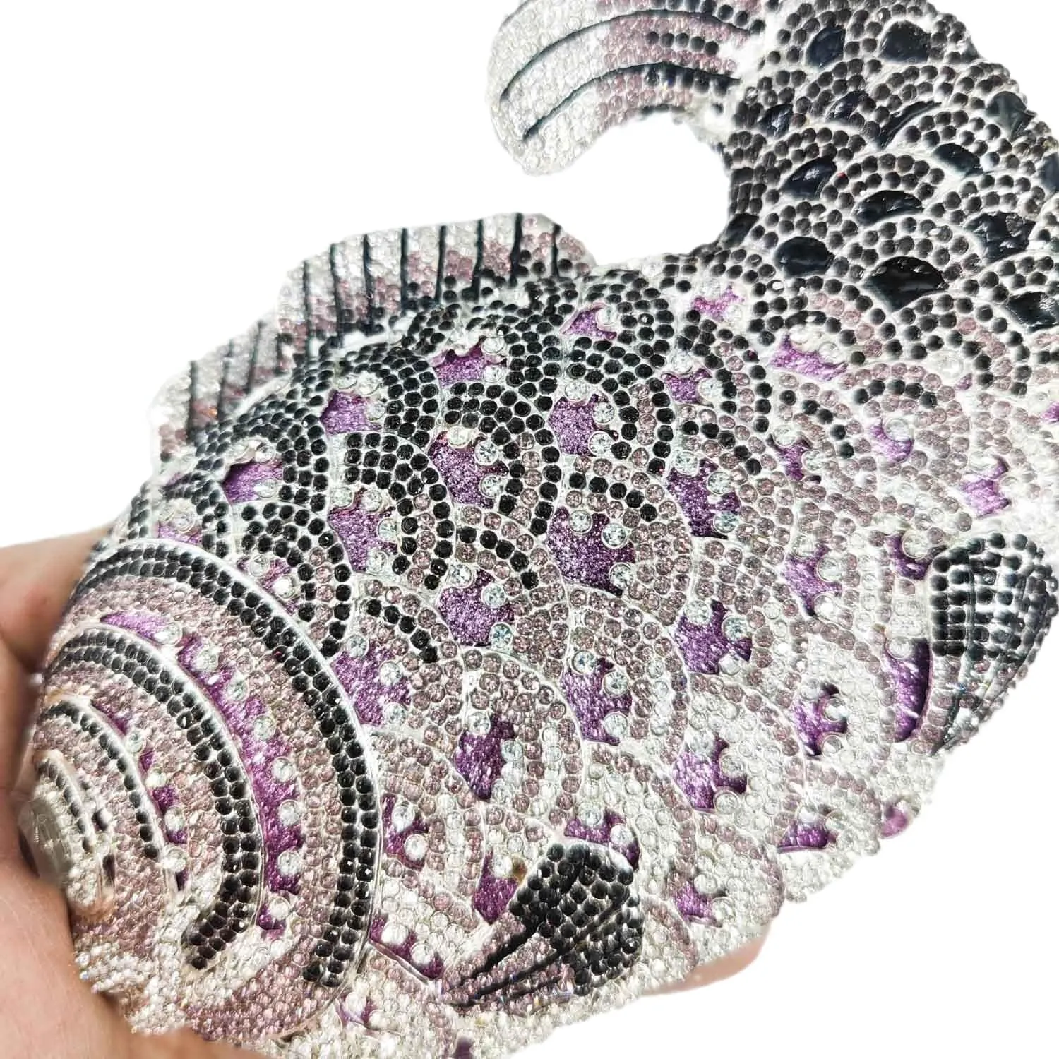 Boutique De FGG Fish Rhinestone Clutch Purses for Women Formal Evening Bags Prom Purse Wedding Party Crystal Clutch Bag,Mini