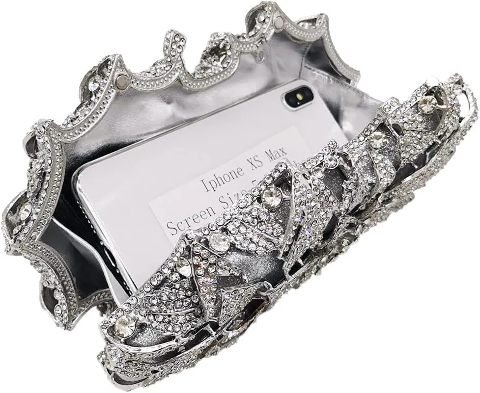 Boutique De FGG Flower Rhinestones Clutch Evening Bags for Women Formal Party Crystal Clutch Purse Wedding Handbags,Mini