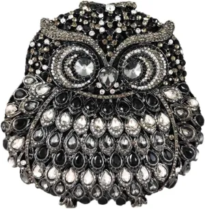 Boutique De FGG Owl Crystal Clutch Bag Animal Evening Handbags Women Formal Party Rhinestone Clutch Purse,Mini
