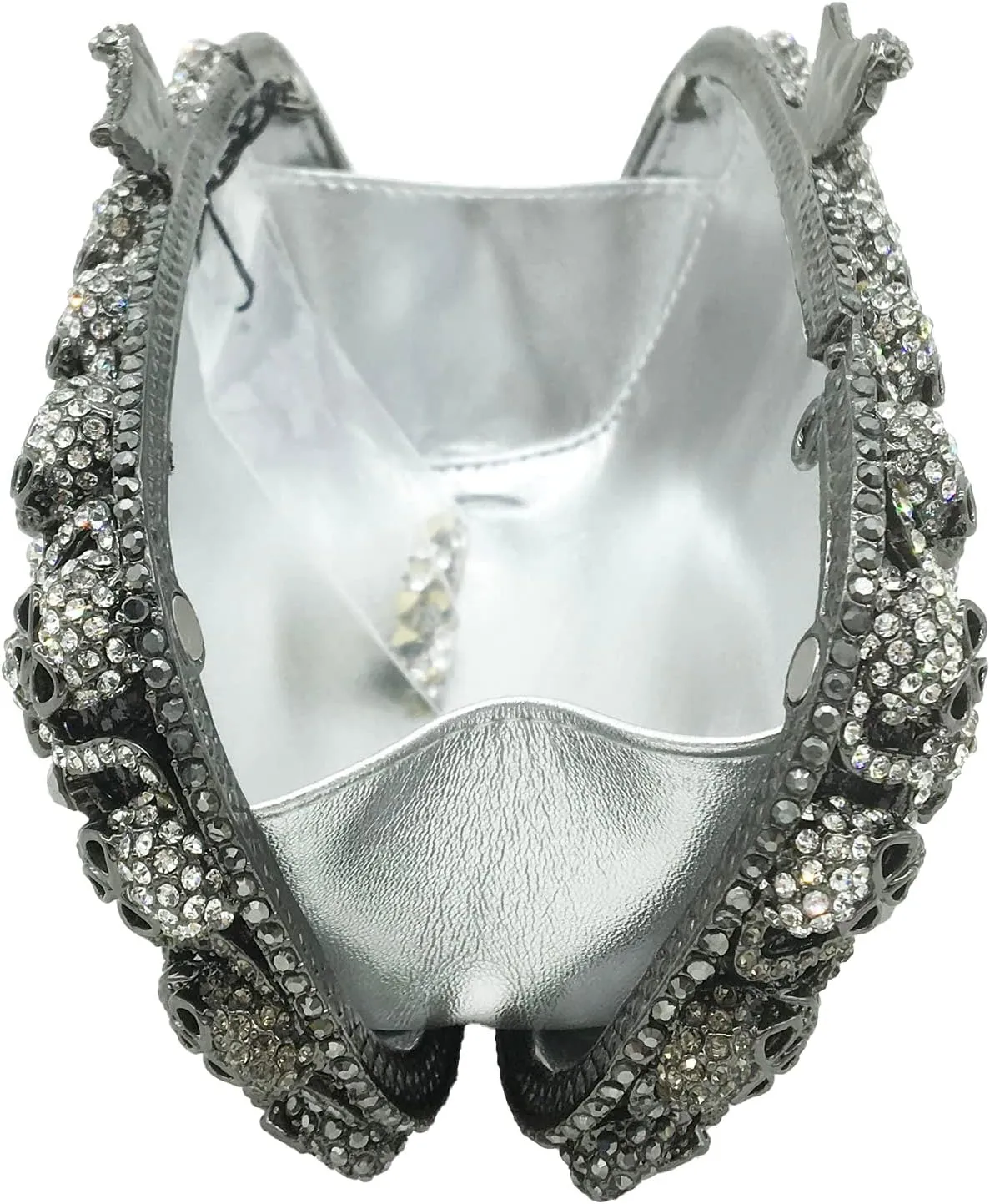 Boutique De FGG Skull Crystal Clutch Purse for Women Formal Rhinestone Clutch Evening Bag Halloween Minaudiere Handbag,Mini