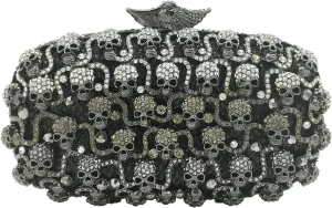 Boutique De FGG Skull Crystal Clutch Purse for Women Formal Rhinestone Clutch Evening Bag Halloween Minaudiere Handbag,Mini