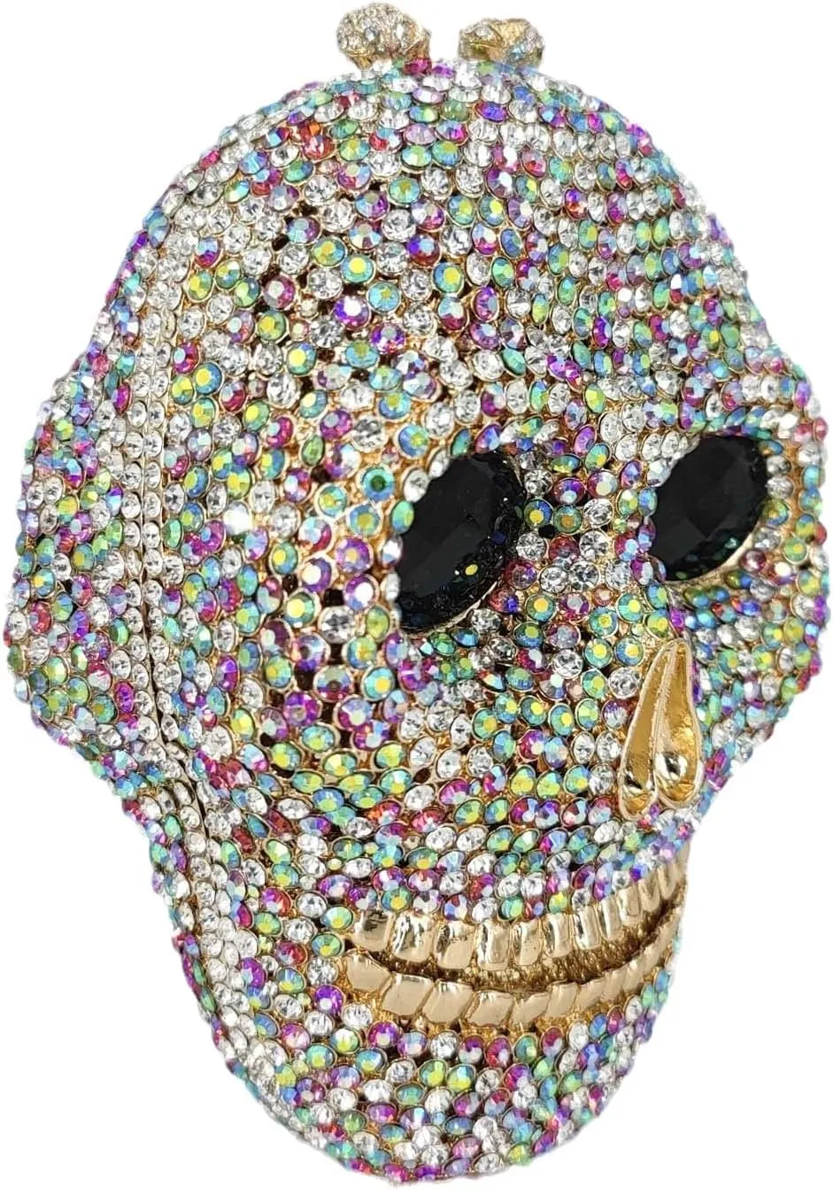 Boutique De FGG Skull Crystal Clutch Purse for Women Formal Rhinestone Clutch Evening Bag Halloween Minaudiere Handbag,Mini