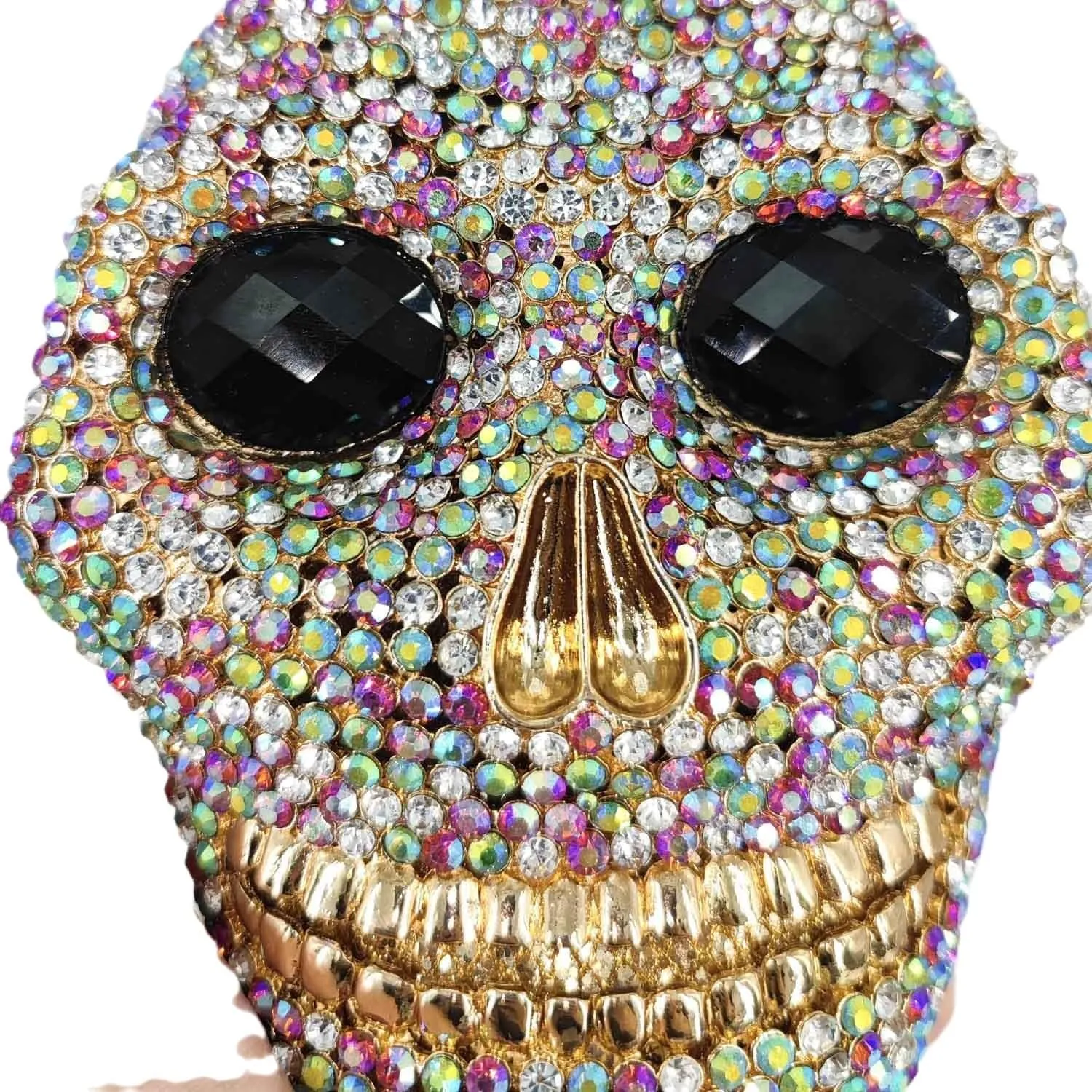 Boutique De FGG Skull Crystal Clutch Purse for Women Formal Rhinestone Clutch Evening Bag Halloween Minaudiere Handbag,Mini